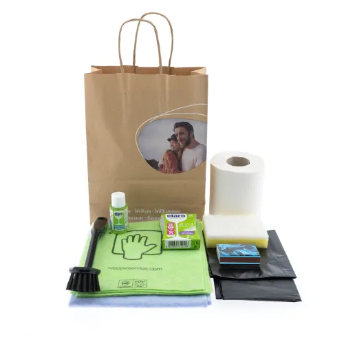 Schoonmaakset afwas/vaatwas met toiletrol in draagtas