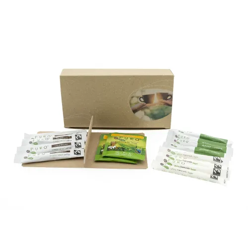 4P coffee and tea set with Fair Trade instant coffee